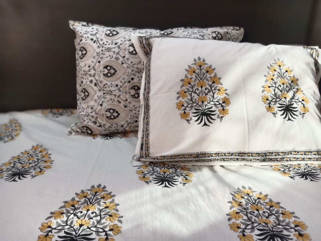 Hand Block Printed Bedsheet – King & Queen Size | Luxurious & Breathable