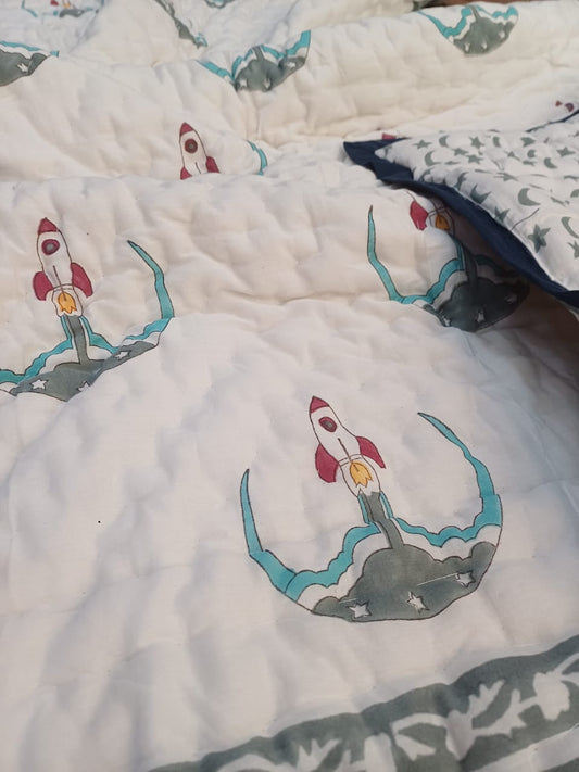 Hand Block Printed Baby Quilt – Soft, Cozy & Breathable