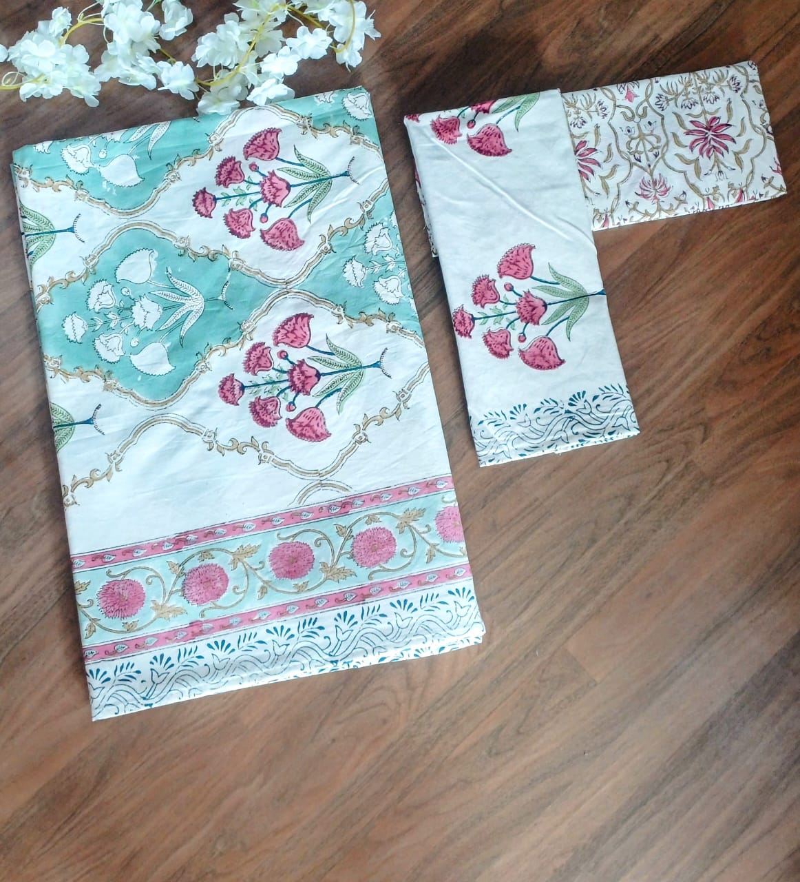 Sanganeri Charm Pure Cotton Handcrafted Bedsheet I Traditional Hand Block Bedsheet