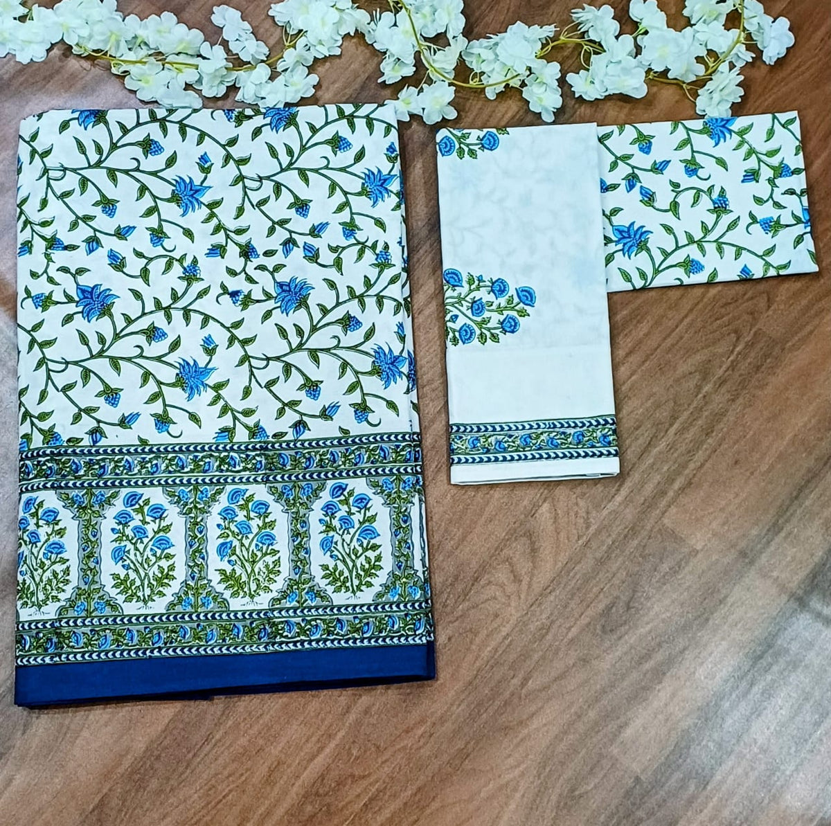 Sanganeri Charm Pure Cotton Handcrafted Bedsheet I Traditional Hand Block Bedsheet