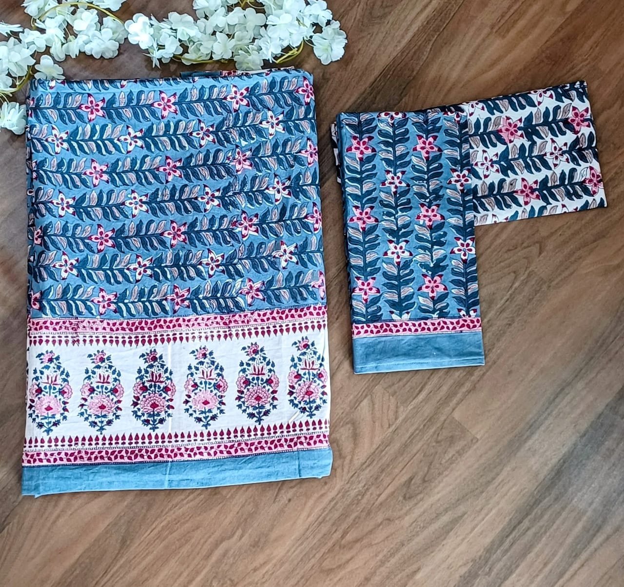Sanganeri Charm Pure Cotton Handcrafted Bedsheet I Traditional Hand Block Bedsheet