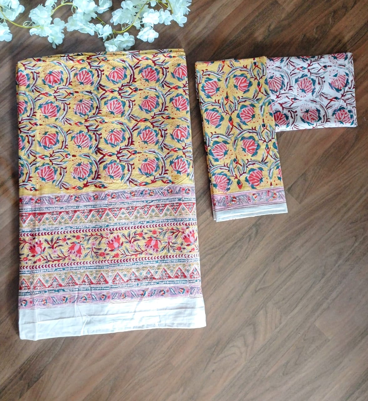 Sanganeri Charm Pure Cotton Handcrafted Bedsheet I Traditional Hand Block Bedsheet