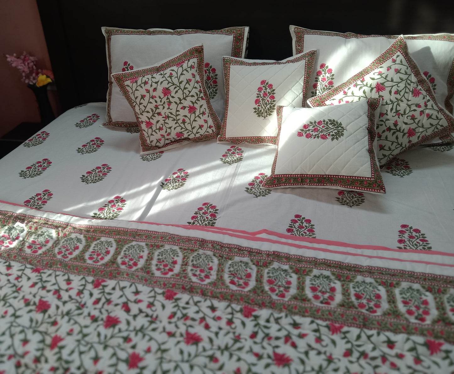 Sanganeri Charm Pure Cotton Handcrafted Bedsheet I Traditional Hand Block Bedsheet